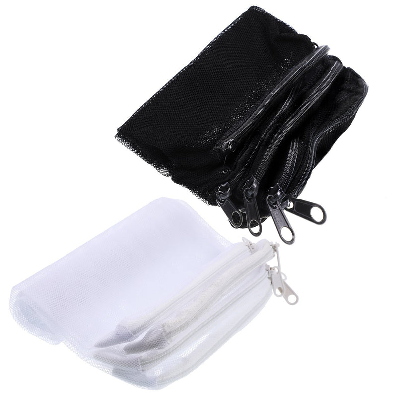 [Australia] - Tatuo 20 Pieces Aquarium Filter Bags Media Mesh Filter Bags with Zipper for Charcoal Pelletized Remove, White and Black 