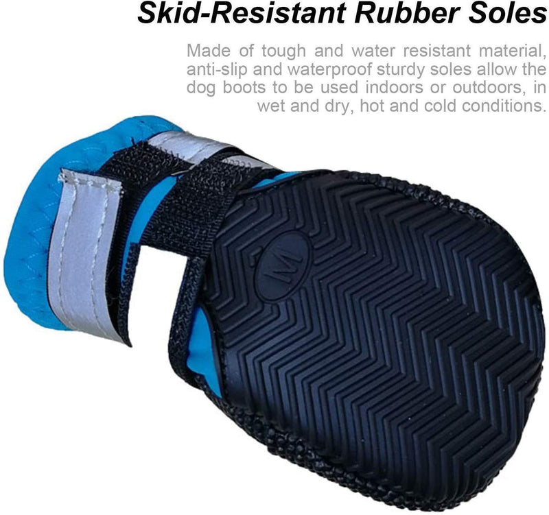 Dricar Dog Shoes, 4Pcs Dog Boots for Protect Paws, Anti Slip Waterproof Dog Shoes with Adjustable Reflective Straps for Small Medium Large Dogs, Blue (S) S - PawsPlanet Australia