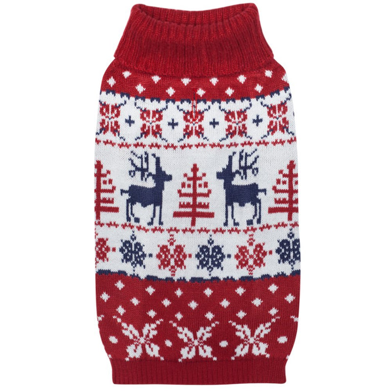 [Australia] - Blueberry Pet 10+ Patterns Christmas Clothes - Christmas Family Interlock Sweaters for Dogs, Children and Parents, Lovely Sweatshirts for Dogs Back Length 14" Tango Red & Navy Blue 