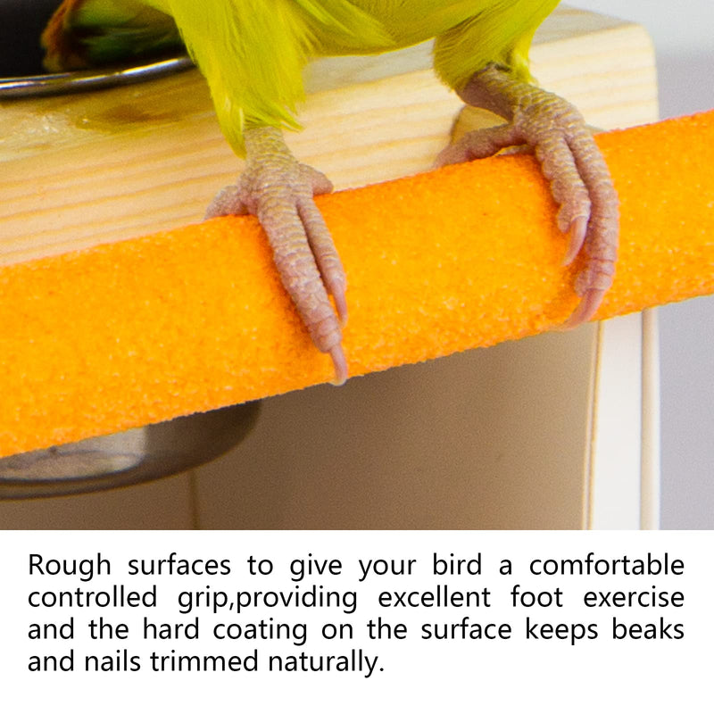 PANQIAGU Parrot Mirror Toy with Stainless Steel Feeding Cups Bird Wooden Frames with Cage Perch for Small Parakeets, Cockatiels, Conures, Finches,Budgie,Macaws, Parrots, Love Birds - PawsPlanet Australia