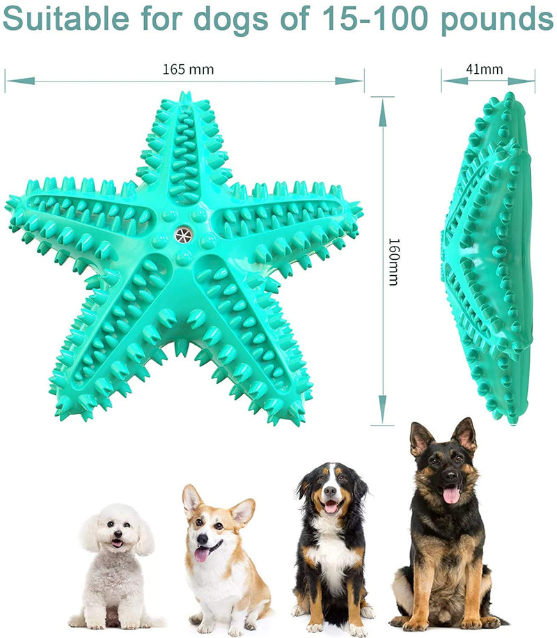 Pet Teething Squeaky Toy Dog Toothbrush Starfish Shaped, Indestructible Starfish Sound Dog Chew Toy for Small to Medium Dogs, Large Dogs, Puppies, Dental Cleaning Toy green - PawsPlanet Australia