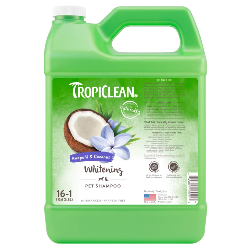 TropiClean Awapuhi & Coconut Whitening Shampoo for Pets, 3.78 Liter, Made in USA 3.78 Liter White Coat - PawsPlanet Australia