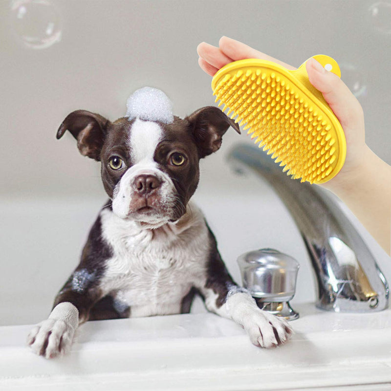 [Australia] - Lainrrew 2 Pack Dog Grooming Brush, Rubber Pet Shampoo Brush Shedding Brush with Handle for Long & Short Haired Dogs Cats 