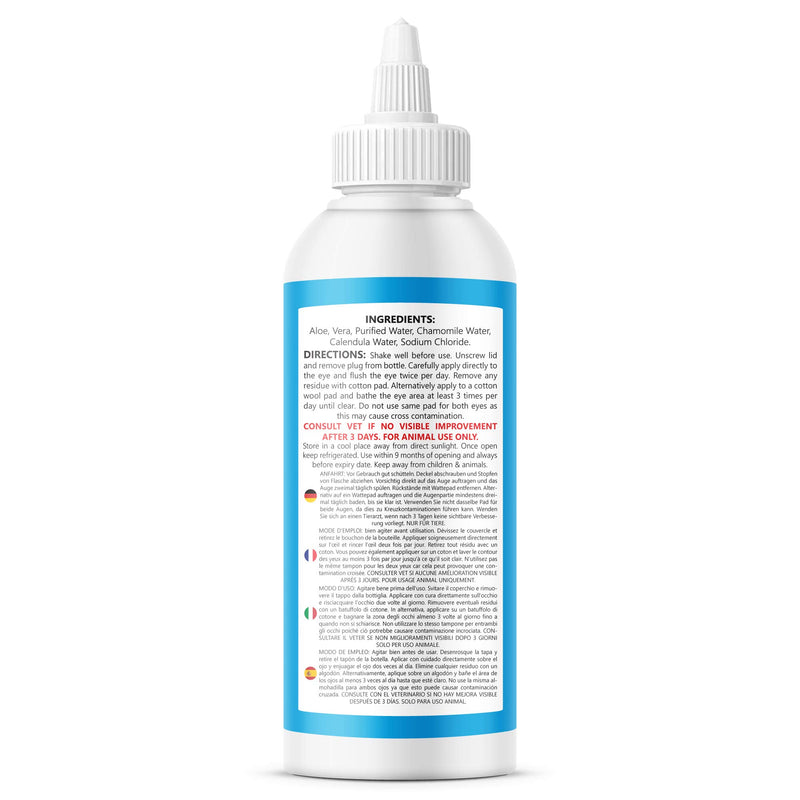 Pets Purest Eye Drops for Dogs, Cats & Pet - 100% Natural Eye Wash Cleaning Treatment Solution for Itchy, Irritated and Watery Eyes. Fast 3-Day Results for Pets and Animals (250ml) - PawsPlanet Australia