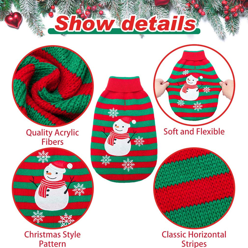 [Australia] - KOOLTAIL Dog Christmas Sweater - Snow Man Stripes Xmas Dog Holiday Sweaters Soft Knit to Keep Warm in Winter Ugly Sweaters Jumpsuits for Small Medium Large Dogs Cats XS(Neck 9"-10";Chest 15"-16") 