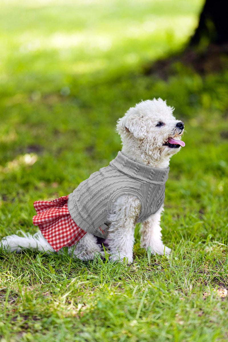 Kessie Dog Sweater Dresses for Small and Medium Dogs (Grey, X-Small) Grey X-Small(Chest:11.4" Neck:7.8") - PawsPlanet Australia