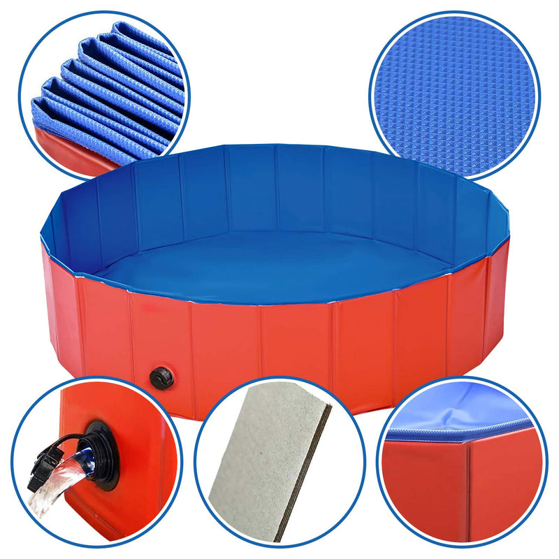 EEM Foldable Pet Bathtub, Collapsible PVC Dogs Cats Swimming Pool,Dog Pool Pet Bathing Wash Tub, Water Pond Pool for Dogs Cats (80 * 30) 80*30 - PawsPlanet Australia