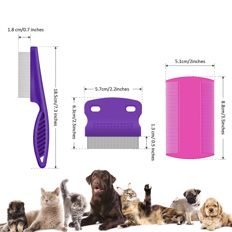 6 Pieces Pet Lice Combs Dog Grooming Flea Comb Cat Tear Stain Comb for Removal Dandruff, Hair Stain, Nit (Pink, Green, Purple, Yellow) Pink, Green, Purple, Yellow - PawsPlanet Australia
