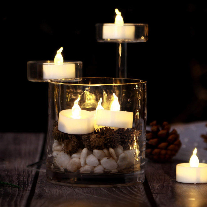 Homemory LED Candles, Lasts 2X Longer, Realistic Tea Lights Candles, LED Tea Lights, Flickering Bright Tealights, Battery Operated/Powered, Flameless Candles, White Base, Batteries Included, Set of 24 Warm White 24pcs - PawsPlanet Australia
