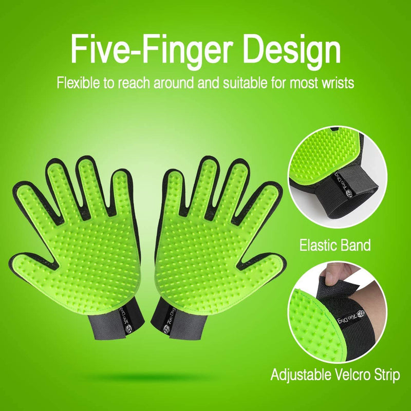 TUODING Pet Grooming Shedding Tool Hair Remover Mitt Mesh Glove Brush[2020 New Upgrade ] with 185 Soft Silicone Tips for Massage for Cats Dogs (right hand and Left hand) green - PawsPlanet Australia