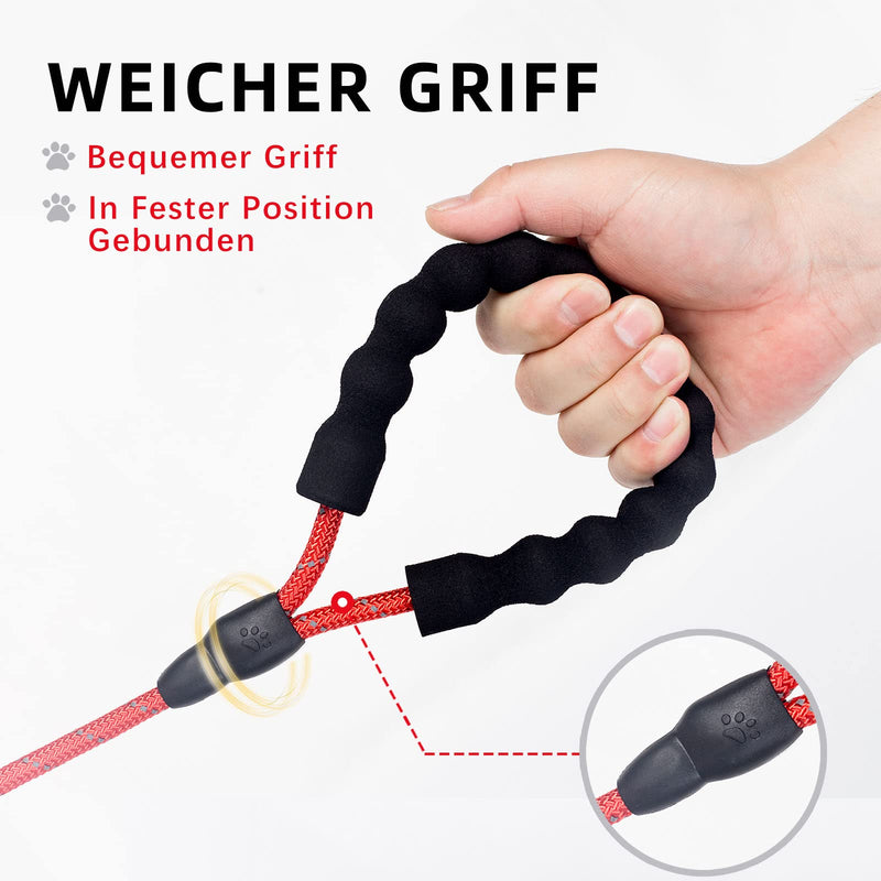 Tow leash training leash for dogs, 3/6/9/12/15M dog training leash, training leash for dog, reflective tow leash with padded handle. 6m red - PawsPlanet Australia