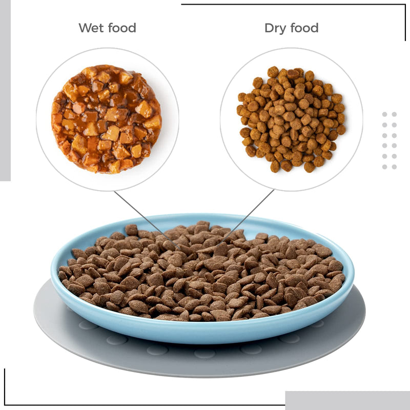 Ceramic Cat Bowls, 3 Packs, Stress-Free Cat Food Plates with 3 Non-Slip Mats, Wide and Flat Cat Food Bowl to Relieve Whisker Fatigue Tri-color - PawsPlanet Australia
