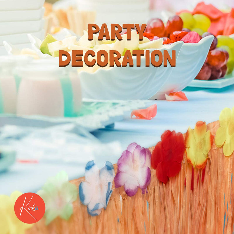 Kicko Luau Hawaiian Grass Table Skirt - 2 Pack - 9 Feet X 29 Inch - Real Hawaiian Island Party Decorations with Hibiscus Flowers, for Kids and Adult Birthdays, Polynesian Themed Events - PawsPlanet Australia