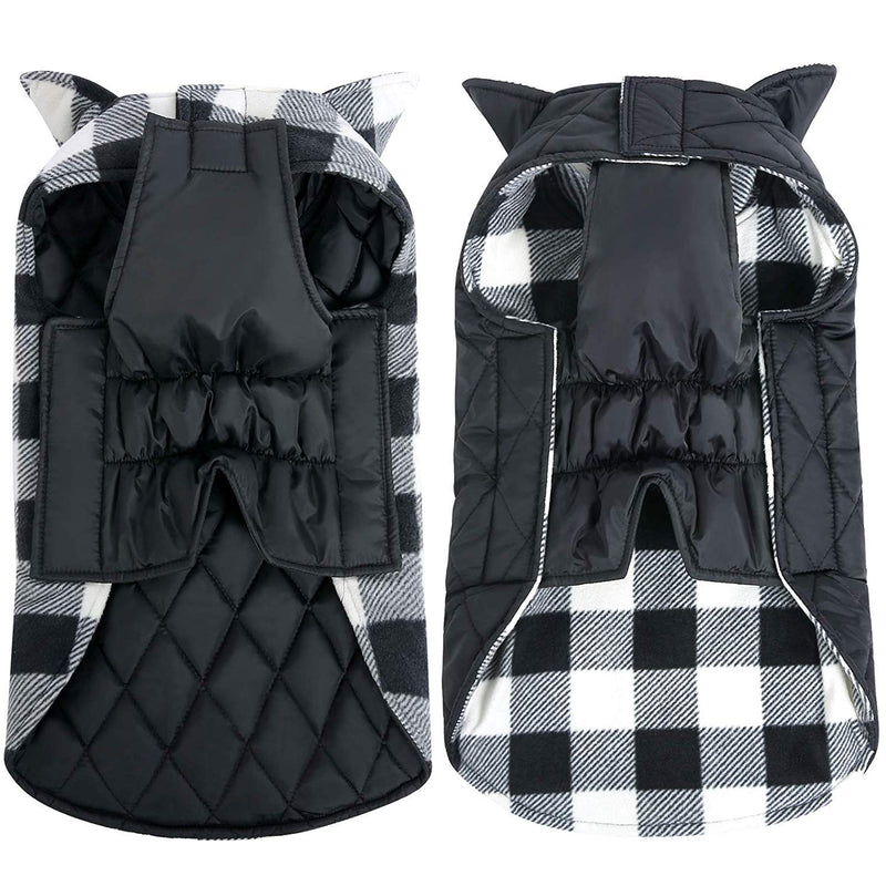 MIGOHI Dog Jackets for Winter Windproof Reversible Dog Coat for Cold Weather British Style Plaid Warm Dog Vest for Small Medium Large Dogs XXS(Back:9.45 inch, Chest:9.45-12.21 inch) Black - PawsPlanet Australia