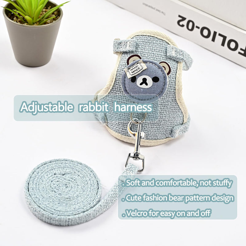 Taicols Pack of 2 Adjustable Leads for Rabbits, 120 cm Breathable Vest Harness, Soft Rabbit Harness, Cat Harness Pet Lead for Bunny Cat Hamster Pet Walking Outdoor (B) B - PawsPlanet Australia