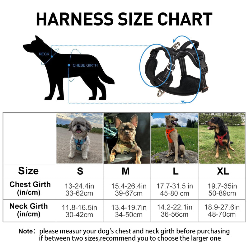 Dog Harness No Pull for Large Medium Dogs, Adjustable Reflective Harness Dog Harness Escape proof Lightweight Breathable Pet Vest Harness medium large dog for Walking Training Black S - PawsPlanet Australia