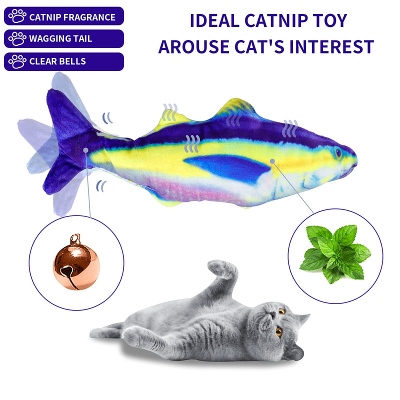 COVERTSAFE Floppy Fish Cat Toy for Indoor Cats【2021 Newest】 Interactive Catnip Toy Realistic Manual Airbag Wiggle Fish Cat Pillow Chew Kicker Toy with Bell for Cat Kitten, No Noise, Funny, Washable - PawsPlanet Australia