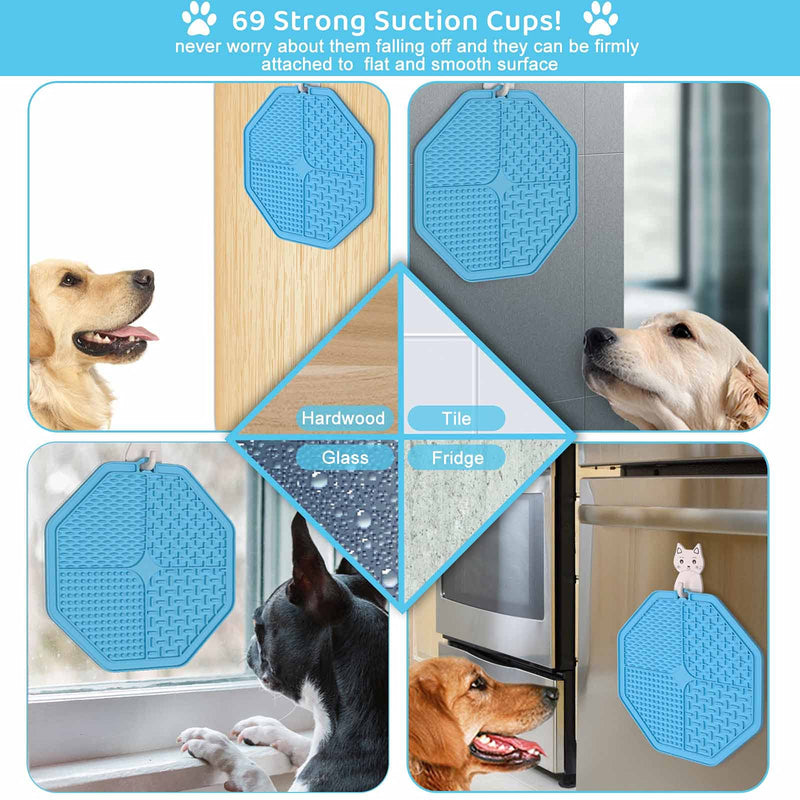 Dog Licking Mat Slow Feeder Pad,Udofine [2 PCS] Pet IQ Treat Mat Large Size Dog Lick mat for Anxiety Dog Cat Lick Bathing,Grooming,and Training Mat Snuffle Mat Toys Calming Mat,BPA-Free -7.9 inch NEW 2PACK- Orange+Blue - PawsPlanet Australia