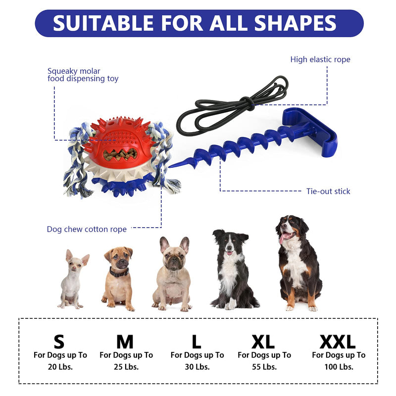 Dog Chew Toys for Aggressive Chewers,Interactive Indestructible Dog Toys for Aggressive Chewers,Durable Tough Rubber Rope Teething Toys Leaking Food Toy for Puppy Small Large Breed Outdoor Tug of War BLUE - PawsPlanet Australia