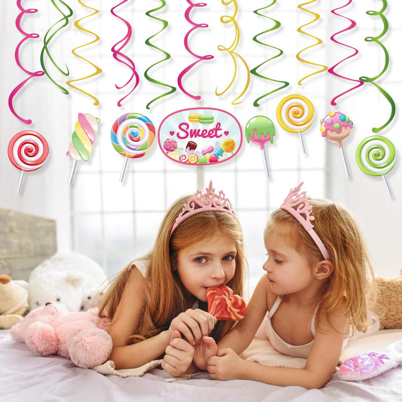 Kristin Paradise 30Ct Candy Land Hanging Swirl Decorations, Candyland Party Supplies, Lollipop Birthday Theme, Candy Shop Kids Paper Decor for First 1st Boy Girl Baby Shower, Sweet Shop Favors - PawsPlanet Australia