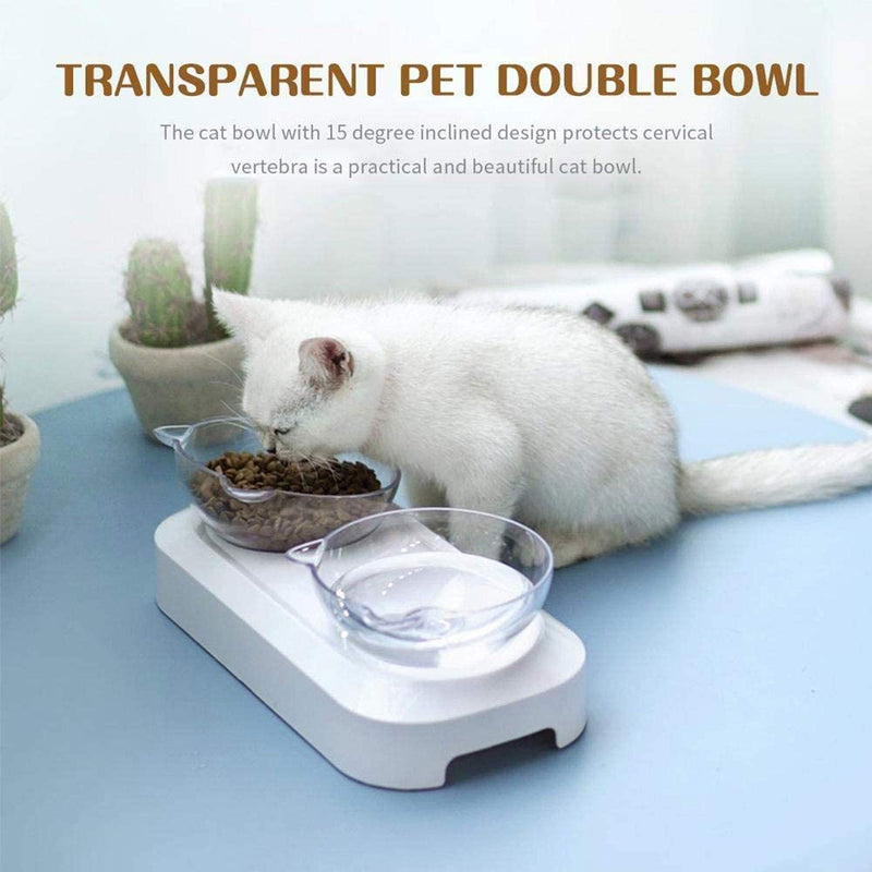 Hamkaw Double Pet, Raised Cat Non-Spill Design, Multi-Purpose Bowl for Dogs Food and Water Feeder, - PawsPlanet Australia