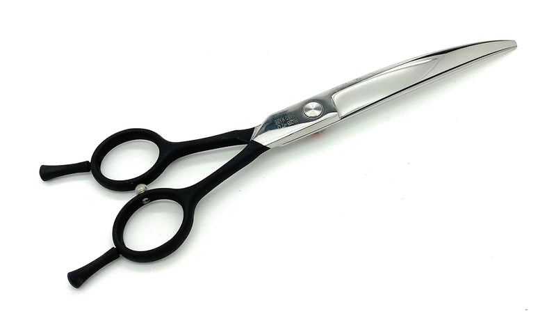 Gravitis Pet Supplies Professional Curved Dog Grooming Scissors – 7.5” Ambidextrous Up-curved scissors suitable for right or left-handed dog grooming (Black) - PawsPlanet Australia