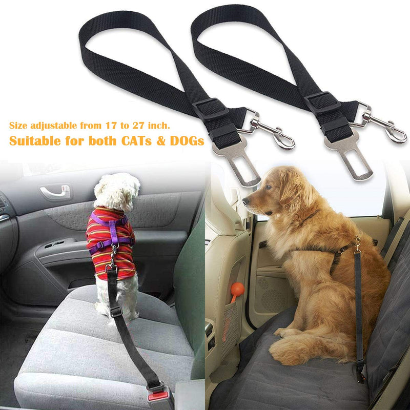 [Pack of 2] Dog Seat Belt, elloLife Adjustable Dog Seat Belt Safety Harness for Car for All Dog Breeds Cats & Car Types, Black - PawsPlanet Australia