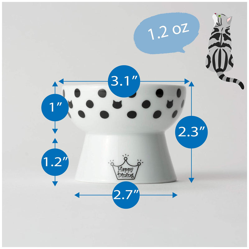 [Australia] - Necoichi Raised Cat Food Bowl, Stress Free, Backflow Prevention, Dishwasher and Microwave Safe, Made to EC & ECC European Standard Cat Dots 