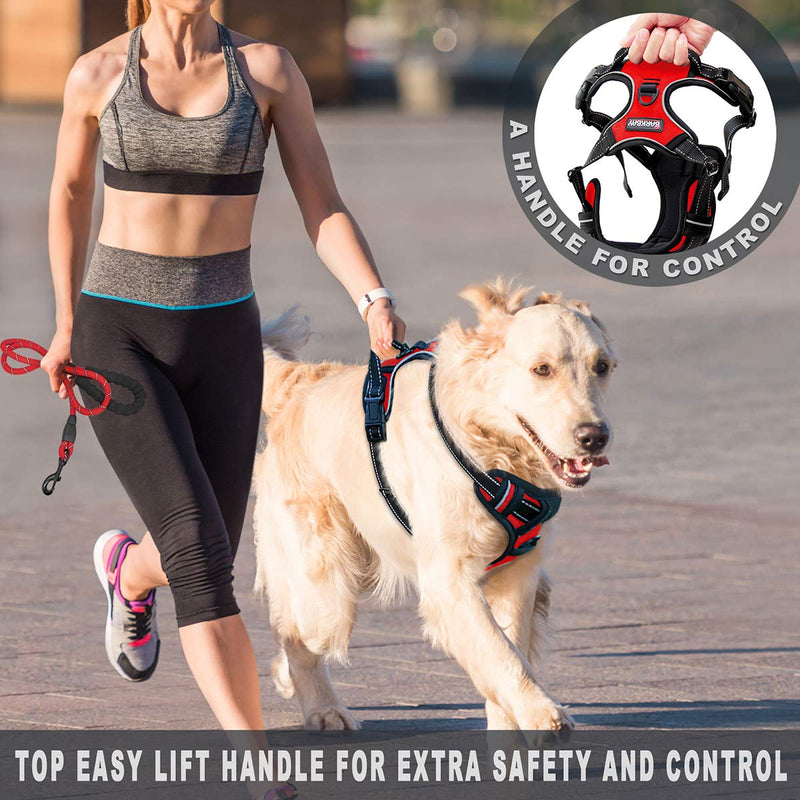 BARKBAY No Pull Dog Harness Large Step in Reflective Dog Harness with Front Clip and Easy Control Handle for Walking Training Running(Red,M) Medium(Chest:22-27") Red - PawsPlanet Australia