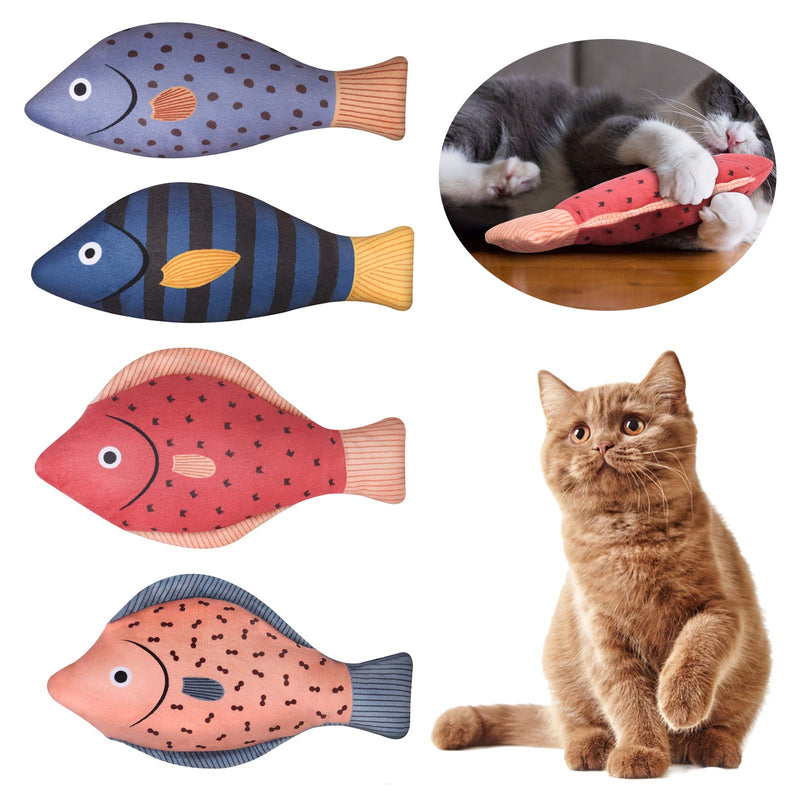 ZHAOLU Catnip Toys, 4PCS Catnip Fish Toys for Cat, Mini Cat Toys for Indoor Cats, Realistic Plush Simulation Moving Fish Cat Toy, Perfect for Cats Kittens to Bite, Chew and Kick, Washable 01 - PawsPlanet Australia