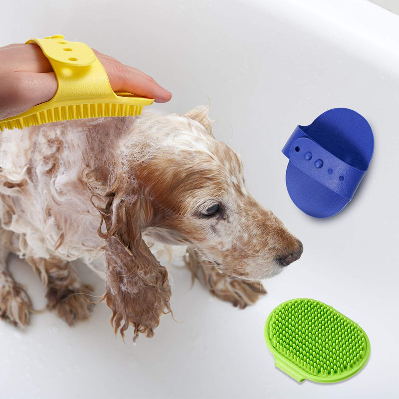 [Australia] - 4 Pieces Pet Bath Brush Dog Washing Brush Rubber Dog Brush Cat Grooming Brush Pet Shampoo Brush for Dogs and Cats with Short or Long Hair 