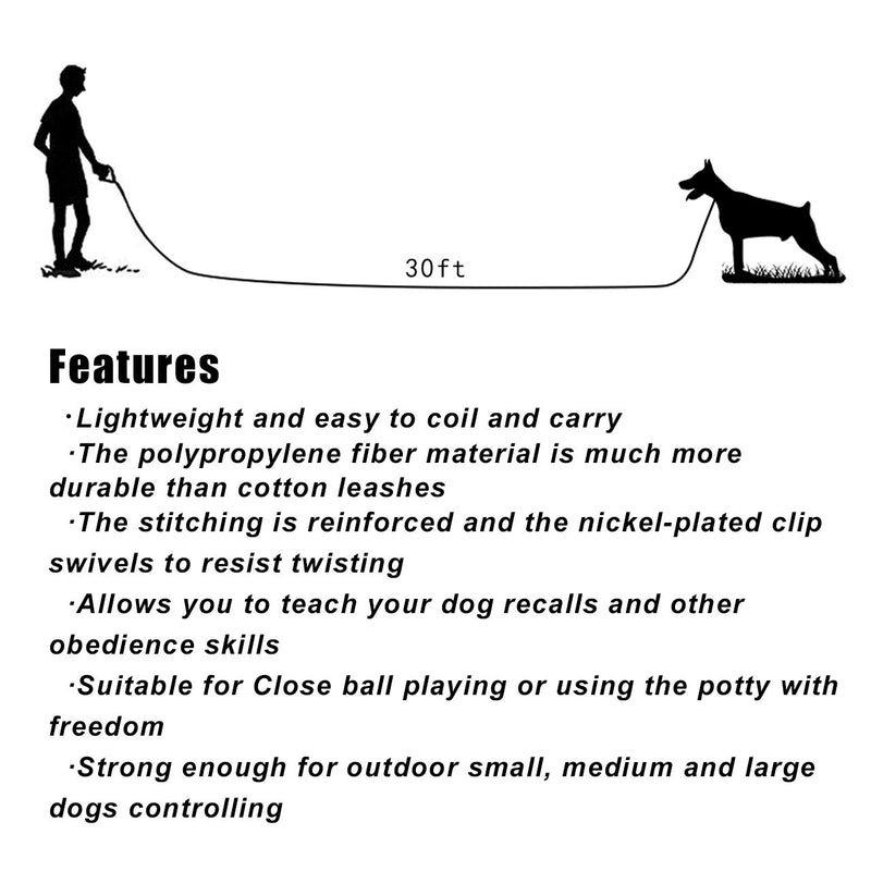 [Australia] - ZUZUAN 2 Pack Dog/Puppy Obedience Recall Training Agility Lead 30ft Training Leash, Long Dog Leash for Training, Play, Camping, or Backyard, Black 