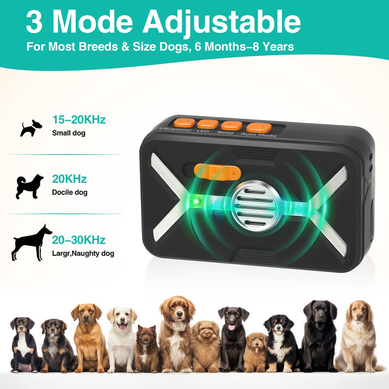 Paddsun Dog Bark Deterrent Devices Anti Barking Device for Dogs Indoor Outdoor with 3 Modes, Rechargeable Waterproof Dog Barking Control Devices, Work Range Up to 49 Ft for Small Medium Large Dogs 4.06 x 3.24 x 1.65 inches - PawsPlanet Australia
