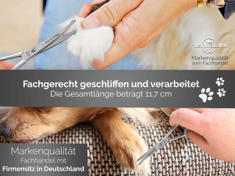 Grooming scissors from Solingen Dog hair scissors Paw scissors with one-sided micro-serration Made in Germany Dog scissors with curved cutting surface for grooming dogs cats pets (11.7 cm) 11.7 cm - PawsPlanet Australia