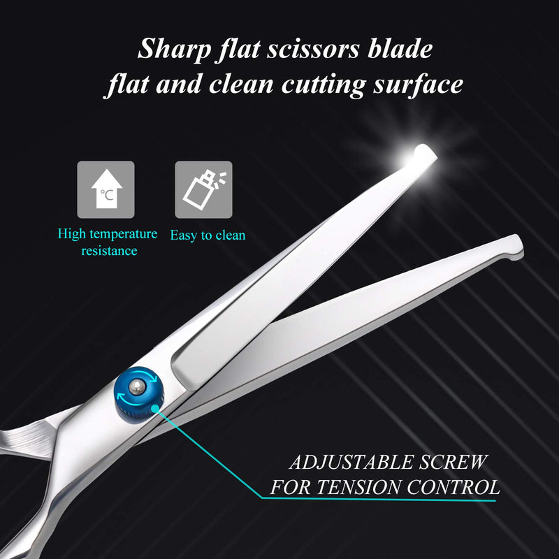 Bubuxy Pet Grooming Scissors Set with Safety Round Tip, Dog Cat Grooming Scissors Kit Include Thinning Scissors Curved Scissors Straight Scissors and Grooming Comb for Dog Cat - PawsPlanet Australia