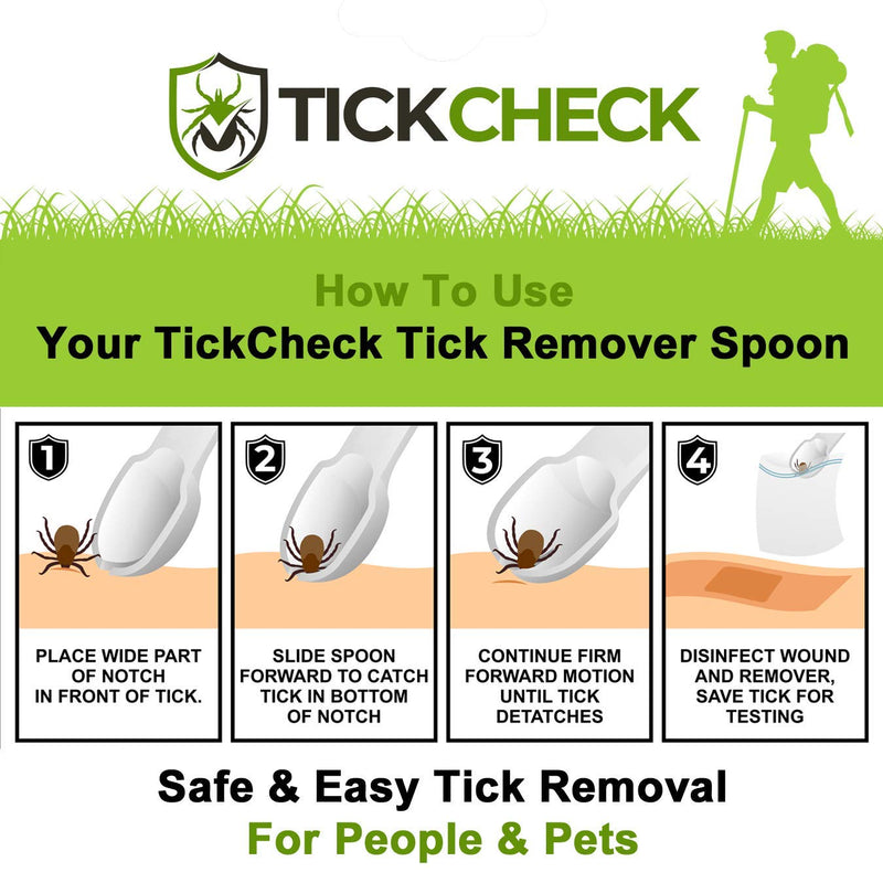 TickCheck Tick Remover Spoon - 3 Pack Tick Removers with Tick ID Card & Carabiner … 1 Set (3 Spoons) - PawsPlanet Australia