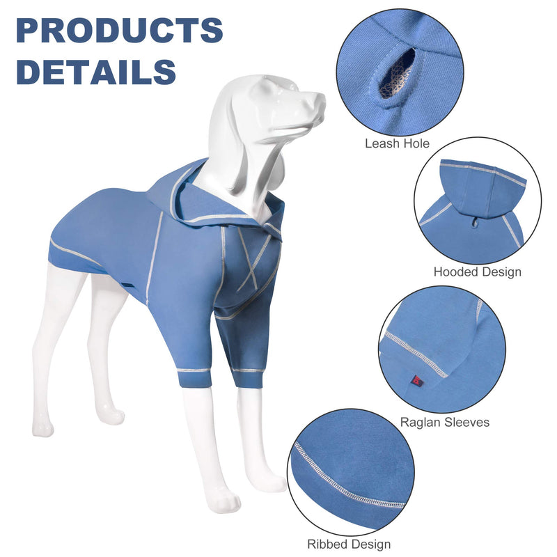 Kickred Basic Dog Hoodie Sweatshirts, Pet Clothes Hoodies Sweater with Hat and Leash Hole, Soft Cotton Outfit Coat for Small Medium Large Dogs X-Small Light Blue - PawsPlanet Australia