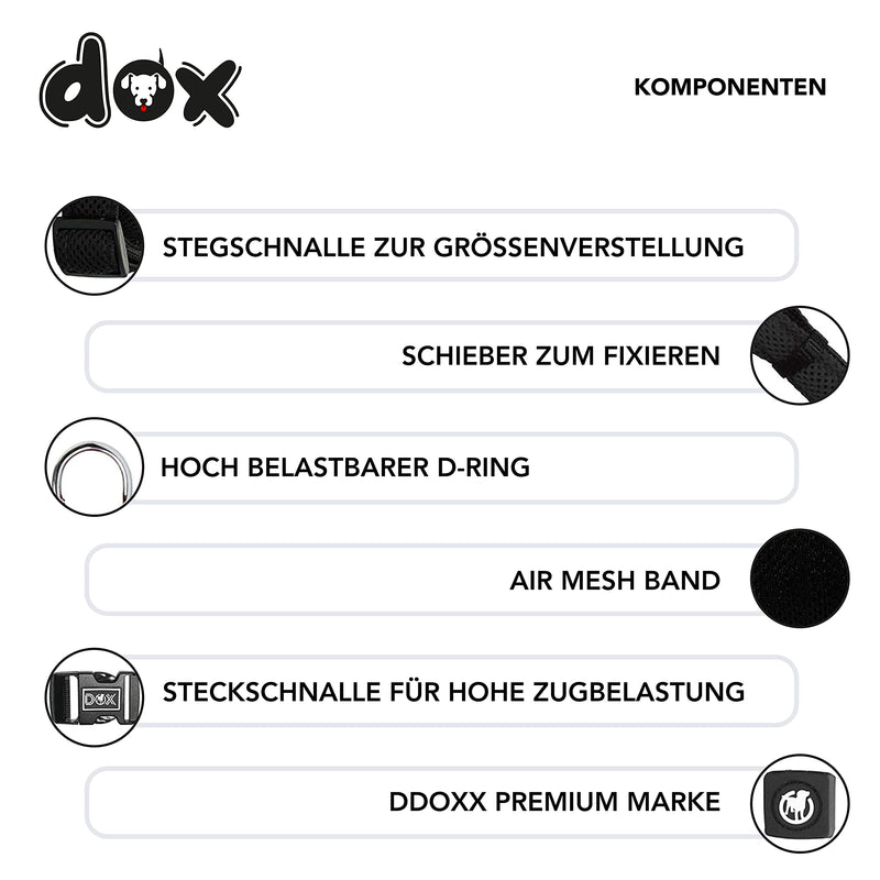 DDOXX Air Mesh Adjustable Padded Dog Collar | many colors | for small & large dogs | Collar Dog Cat Puppy | Dog collars | Cat collar puppy collar small | Black, LL - 3.2 x 45-68 cm - PawsPlanet Australia