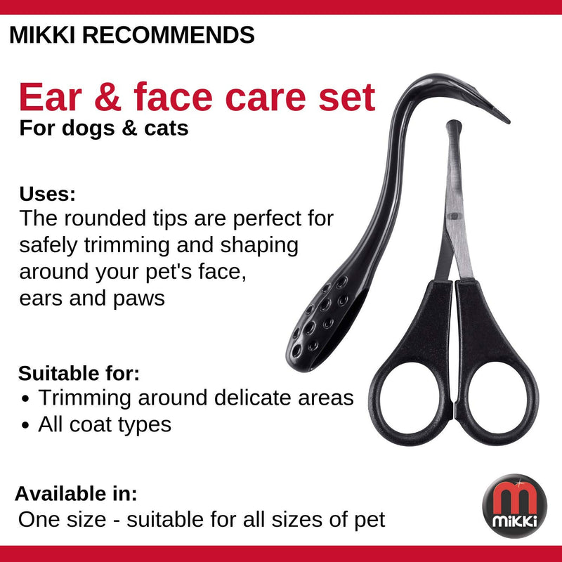 Mikki Dog, Cat Ear and Face Grooming Care Set - Scissors and Comb Set for Face, Ear, Nose and Paw - PawsPlanet Australia