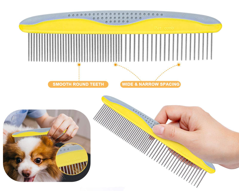 Pecute Pet Dematting Tool 2 Pack - Double Sided Undercoat Rake & Dematting Comb for Detangling Matted or Knotted Undercoat Hair, Great for Medium or Long-haired Dogs & Cats Yellow+Gray - PawsPlanet Australia