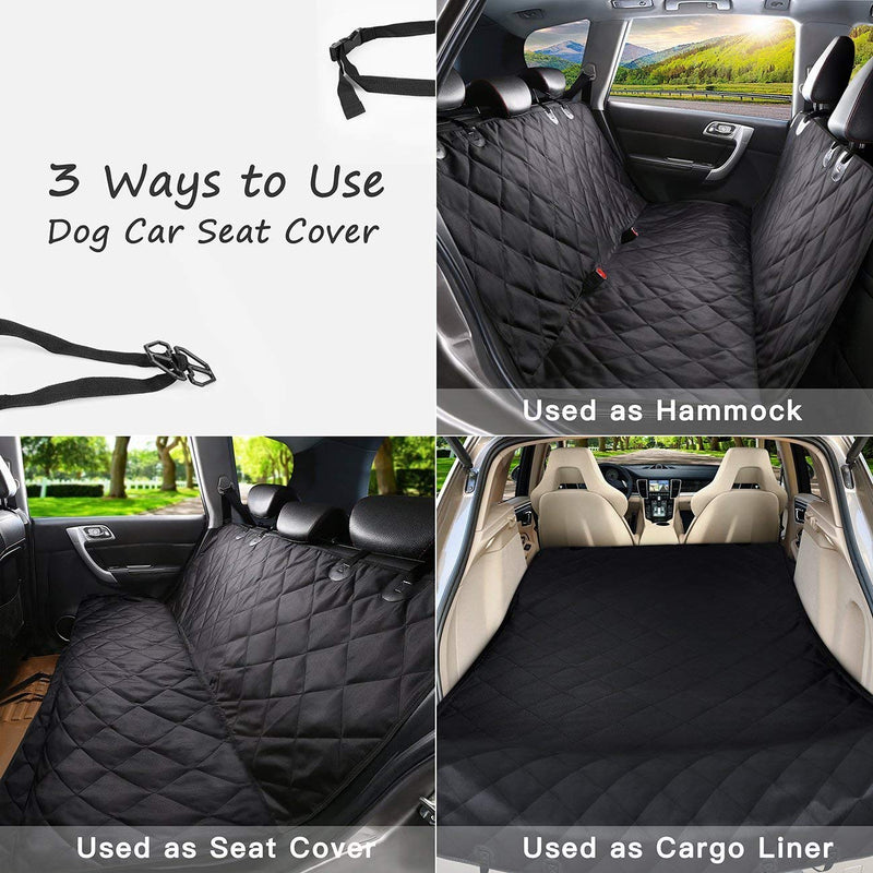 Dog Car Seat Cover, SHINE HAI Waterproof & Scratch Proof & Nonslip Back Seat Cover, Dog Travel Hammock with Seat Anchors, Machine Washable, Durable, Universal fits All Cars, Pet Cover(Black) - PawsPlanet Australia