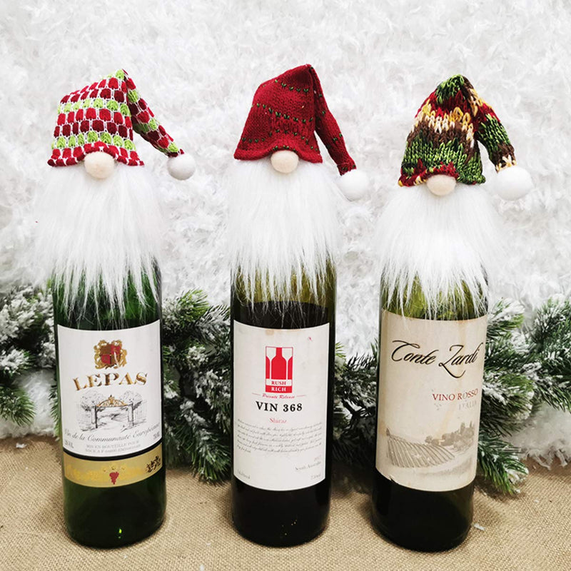 Vanteriam 12PC Mini Christmas Gnomes Wine Bottle Cover, Mini Gnomes Wine Bottle Toppers Dress Christmas Decorations 12 Pack Mini Gnomes Wine Bottle Toppers - PawsPlanet Australia