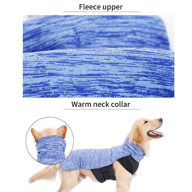 [Australia] - Fragralley Dog Winter Sweater Fleece Coat, Warm Neck Collar Winter Pet Jacket, Dog Coat Warm Cotton Lined Vest Windproof Outdoor Apparel, for Small Medium and Large Dogs XS (Chest Girth 13.4-15.7") Blue 
