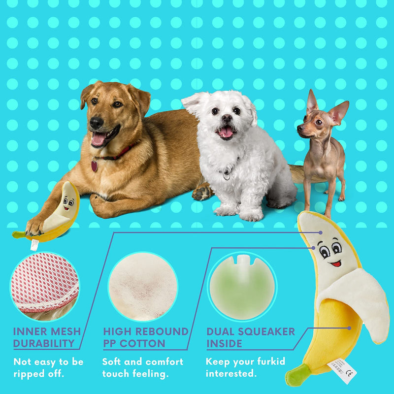 CHEWFFON Dog Toy, Squeaky Dog Plush Chew Toys, Durable Dog Toys for Boredom for Samll, Medium and Large Dogs Banana - PawsPlanet Australia