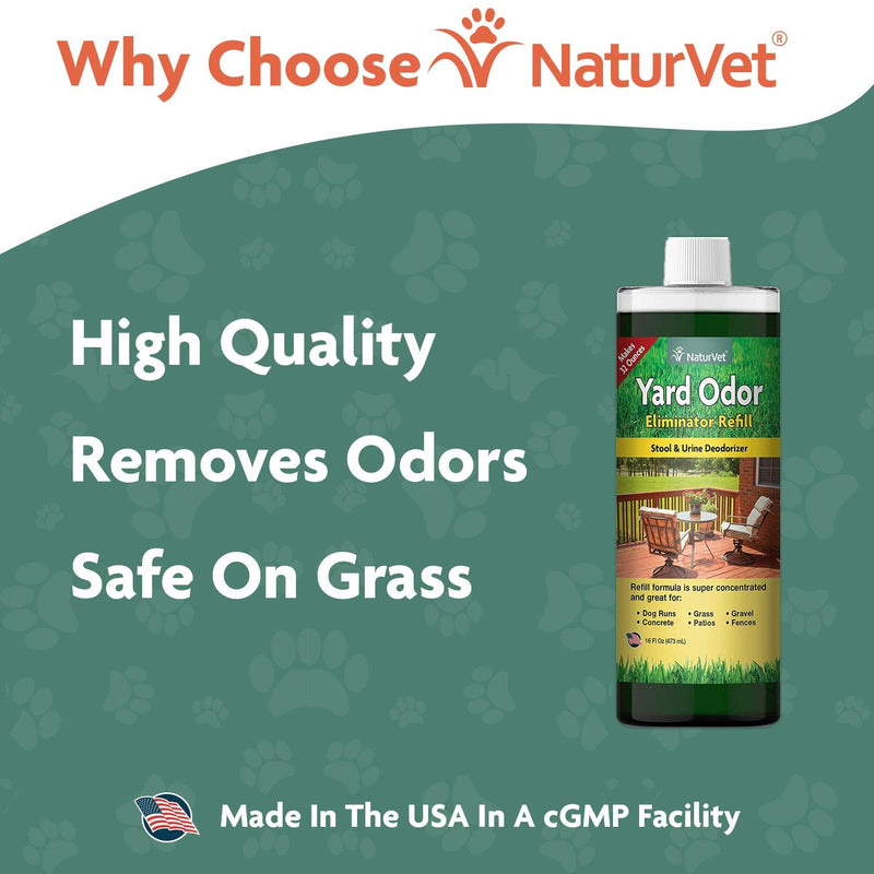 NaturVet – Yard Odor Eliminator – Eliminate Stool and Urine Odors from Lawn and Yard – Designed for Use on Grass, Plants, Patios, Gravel, Concrete & More 16 oz Refill - PawsPlanet Australia