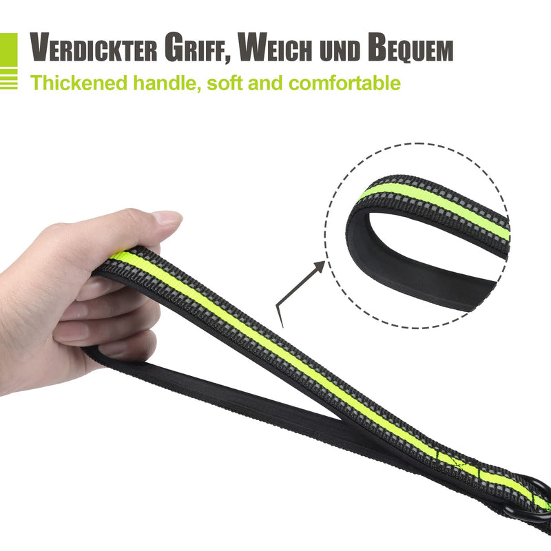 Snocyo towing leash for dogs 20m, robust dog leash for small, medium and large dogs, training leash with padded handle, reinforced carabiner and storage bag, green & black - PawsPlanet Australia