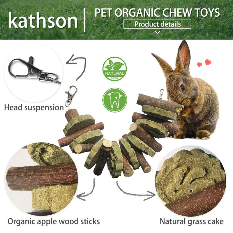 Bunny Chew Toys for Teeth Grinding, Chinchilla Treats Organic Bamboo Sticks Natural Fruitwood Branches for Rabbits Guinea Pigs Hamsters (Fruitwood Sticks+Alfalfa Cakes) 2pcs - PawsPlanet Australia