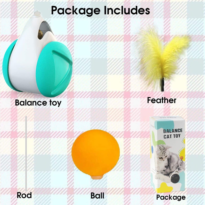 [Australia] - Cat Toy Chaser,Interactive Cat Toy Ball, Balanced Cat Chaser Catnip Toy for Indoor Cats,Exercise Kitten Toys 1 Balls and 1 Feather - Funny Interactive Pets Supplies for Cat Kitten Kitty 