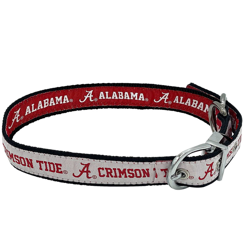 Reversible NCAA Dog Collar. Premium Home & Away Two-Sided Pet Collar Adjustable with Metal Buckle. Your Favorite NCAA Football Team with Unique Design on Each Side! Dogs & Cats Alabama Crimson Tide Medium - PawsPlanet Australia