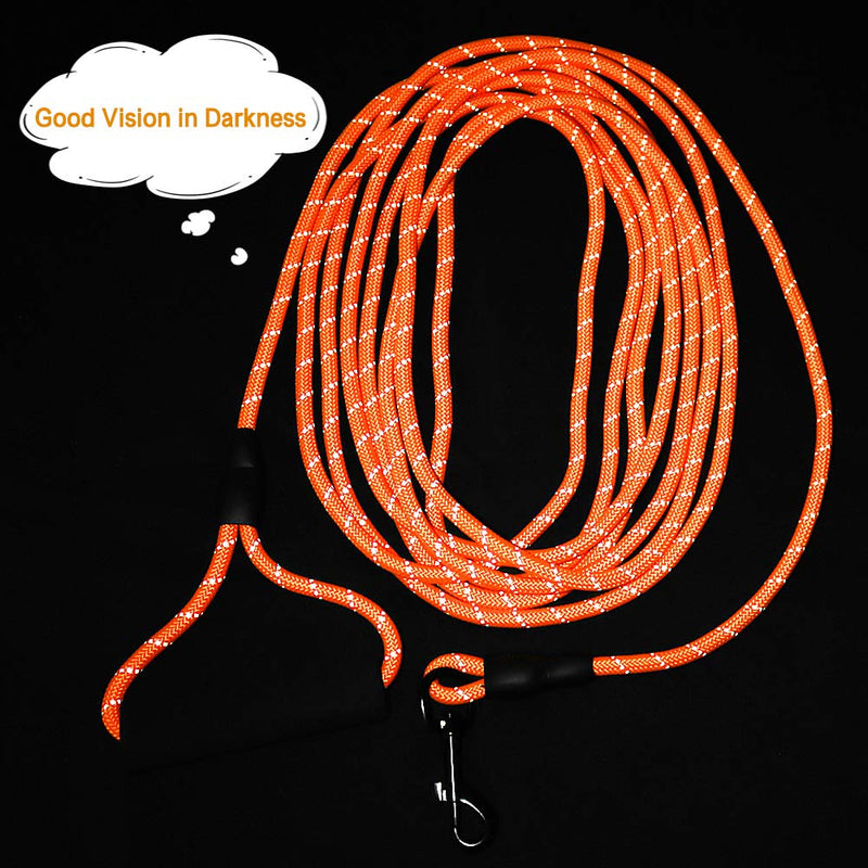Dog Check Cord, 20FT/6M Floatable Long Reflective Recall Dog Training Rope with Soft Handle for Hiking, Camping, Walking - PawsPlanet Australia